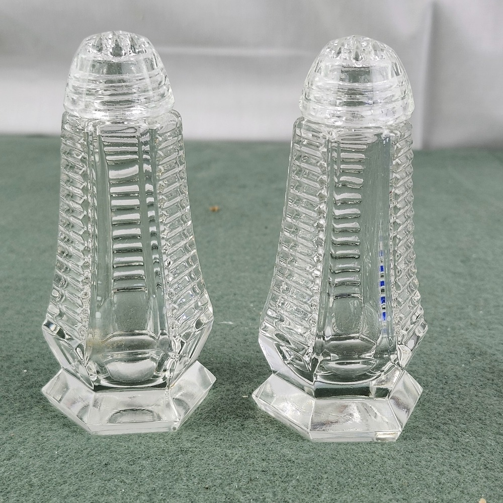Vintage Bohemia Glass Salt & Pepper Shakers Dinerware EXCELLENT MCM